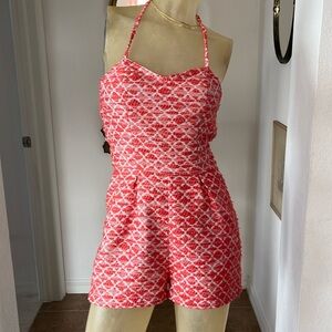 Jack by BB Dakota Red and White Halter Jumpsuit